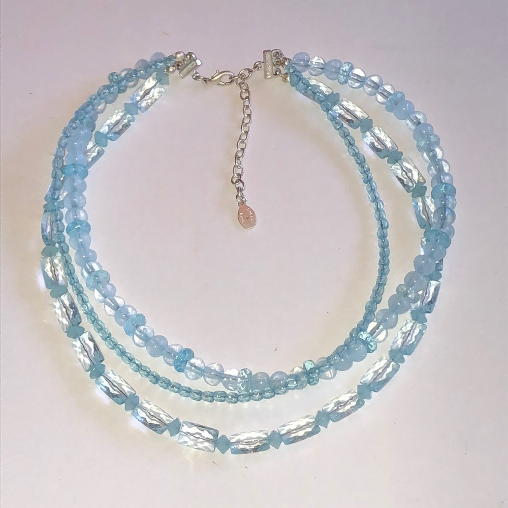 Robert Rose Light Blue Multi-Strand Beaded Boho Necklace